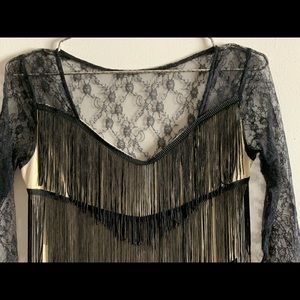 Lace and tassle blouse